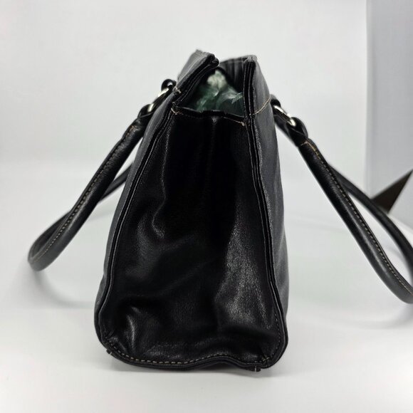 Sag Harbor Black Faux Leather Double Strap Shoulder Bag with Contrast Stitching - Picture 3 of 16